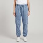 Women's Light Blue Relaxed Fit Cargo Track Pants, Light Blue, small