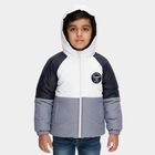Boys Light Grey and Navy Hooded Casual Jacket, हल्का नीला, small image number null