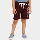 Boys' Maroon Regular Fit Printed Bermuda Shorts, Maroon, small