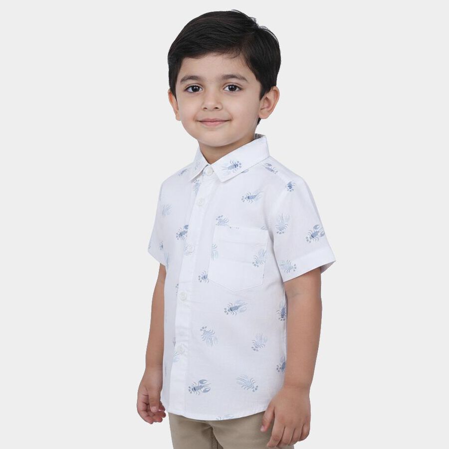 Boys White Cotton Regular Fit Casual Shirt, White, large