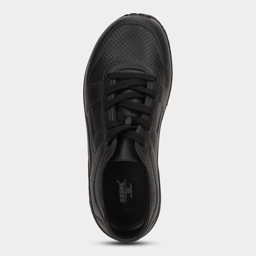 Men's Jet Black Lace-Up Casual Shoes, काला, large