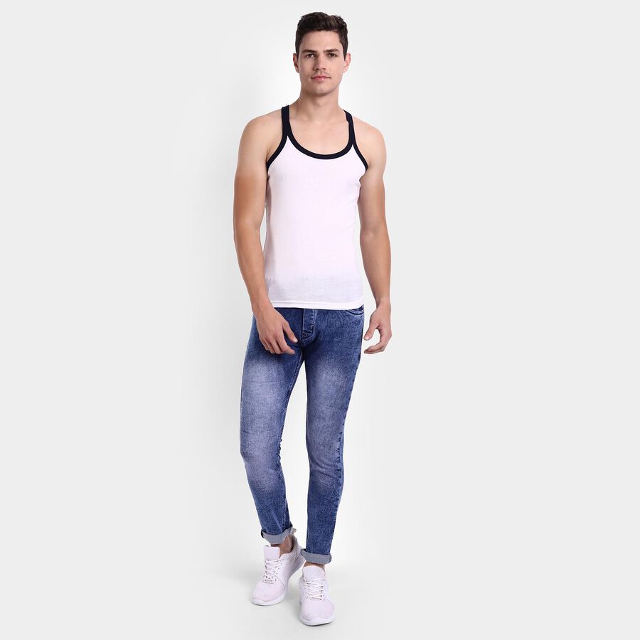 Single Jersey Sleeveless Gym T-Shirt, White, large image number null