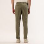 Men's Green Slim Fit Flat-Front Casual Trousers, Light Green, small