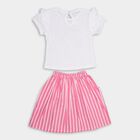Girls' 100% Cotton Top Skirt, गुलाबी, small image number null