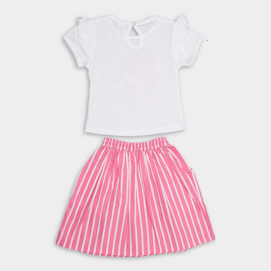 Girls' 100% Cotton Top Skirt, गुलाबी, large image number null