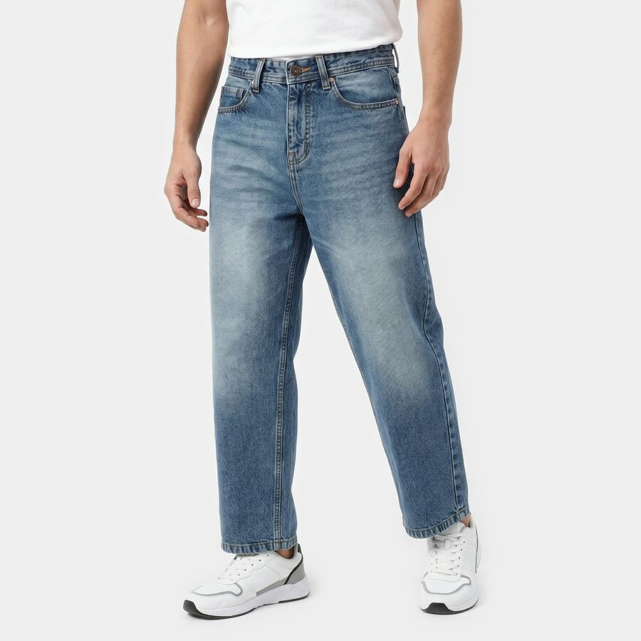 Men's Blue Straight Fit Classic Jeans, Mid Blue, large