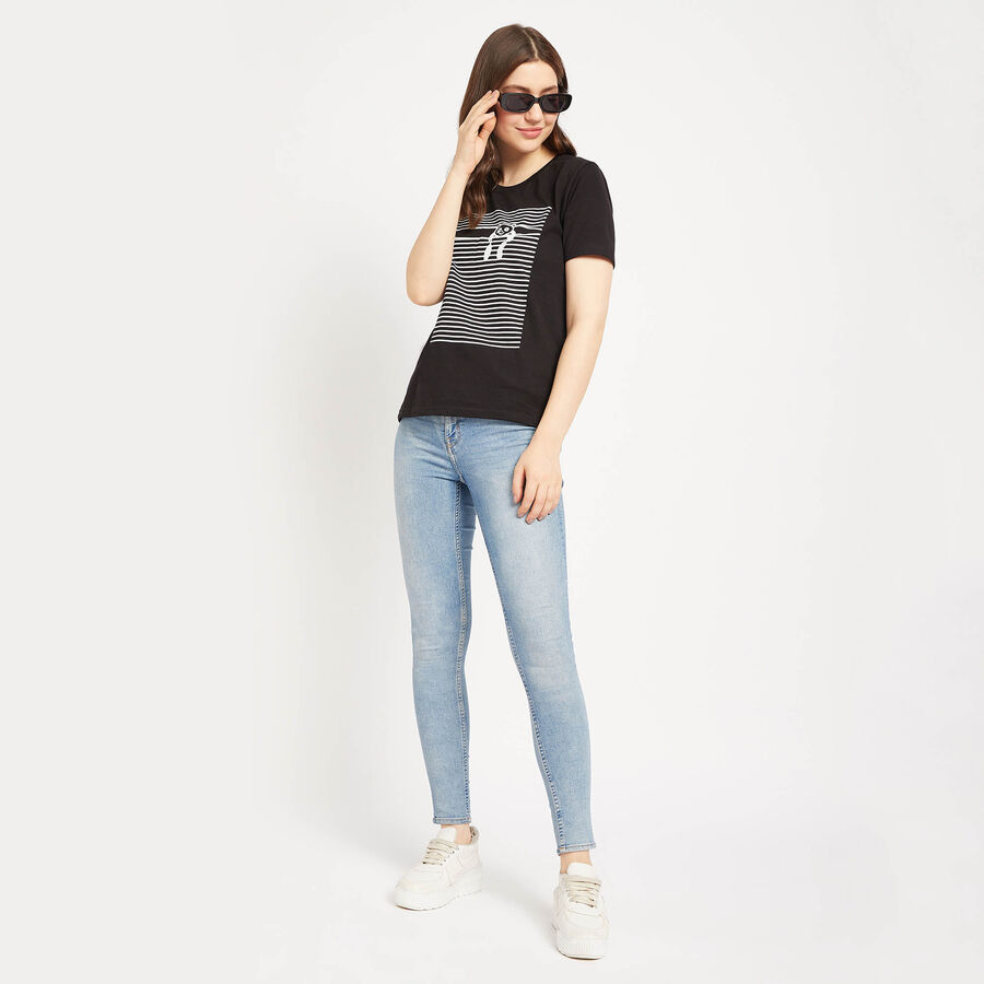 Round Neck T-Shirt, Black, large image number null