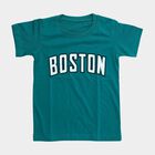 Boys Teal Green Crew Neck Casual T-Shirt, Dark Green, small