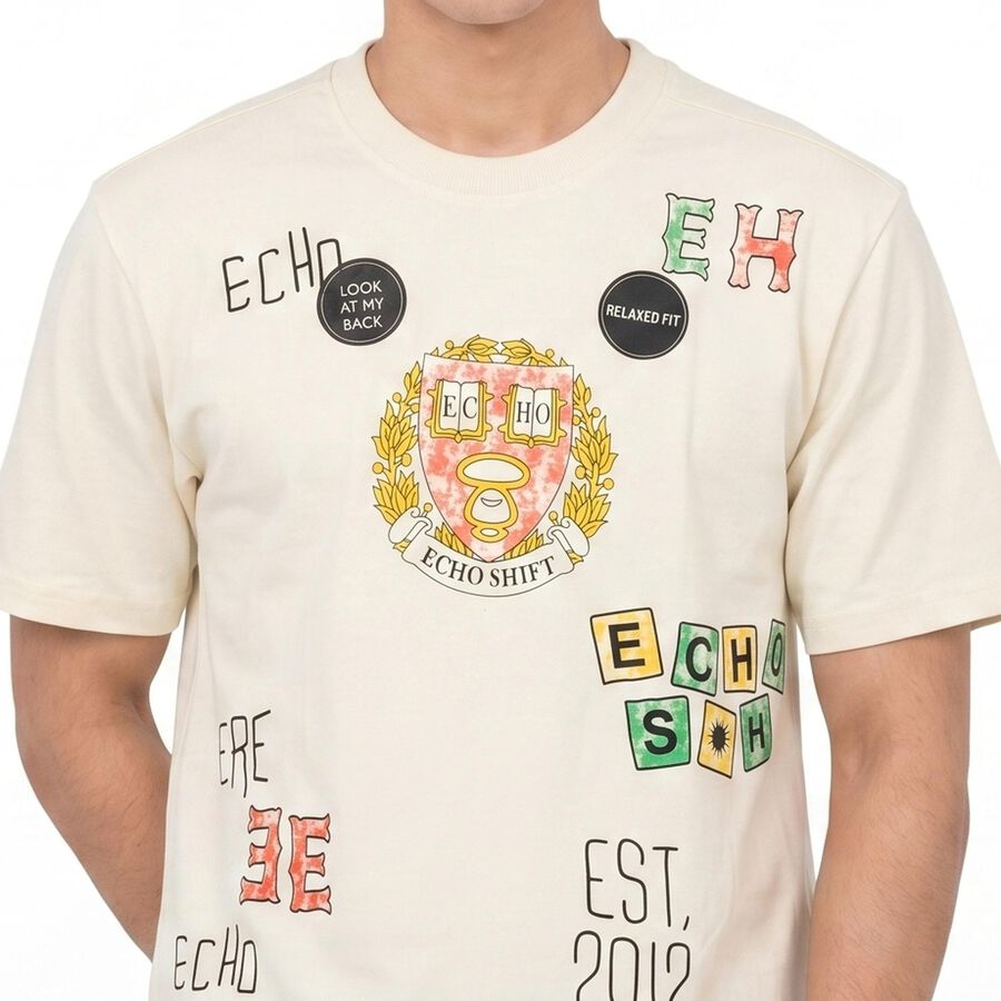 Men's White Cotton Round Neck Regular T-Shirt, Off White, large