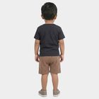 Infants' Grey 100% Cotton Round Neck Graphic Printed Baba Suit, Charcoal, small