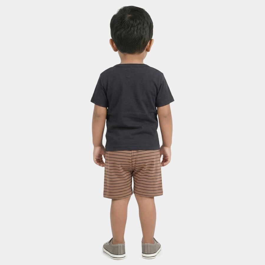 Infants' Grey 100% Cotton Round Neck Graphic Printed Baba Suit, Charcoal, large