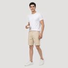 Men's Beige Regular Fit Chino Bermuda Shorts, गहरा पीला, small