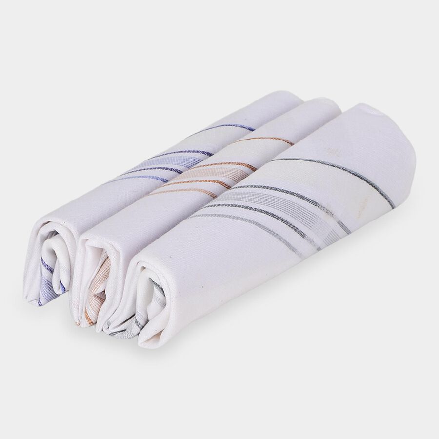 Men's White Solid Pack of 1 Handkerchief, सफ़ेद, large