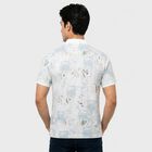 Men's White Cotton Polo Neck Printed T-Shirt, सफ़ेद, small