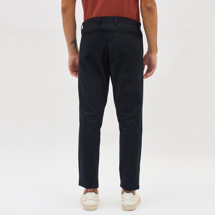 Men's Slim Fit Casual Trousers, Navy Blue, large image number null
