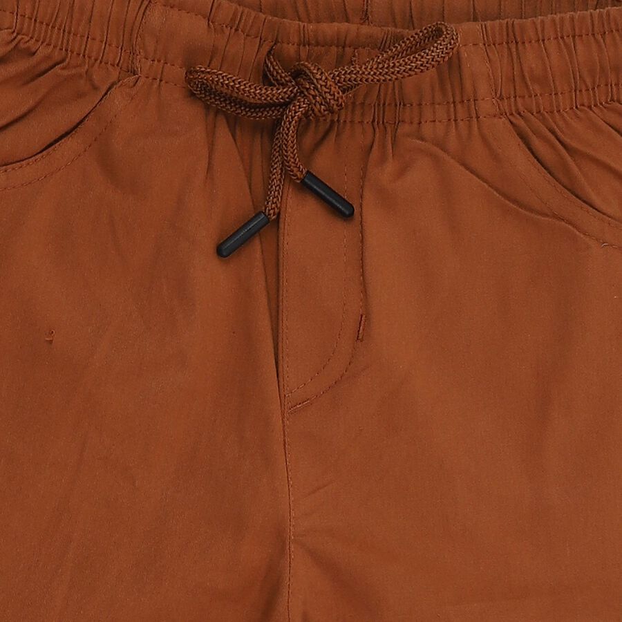 Boys' Rust Brown Regular Fit Elastic Waist Jogger Trousers, Brown, large image number null