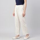 Women's Cream Regular Fit Printed Palazzos, Off White, small