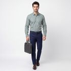 Men's Sage Green Spread Collar Formal Shirt, गहरा हरा, small
