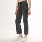 Women's Washed Charcoal Black Wide-Leg High-Rise Jeans, Dark Grey, small image number null