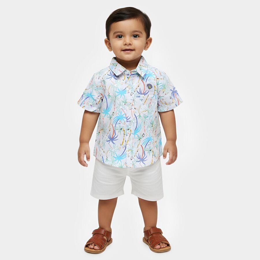 Infants Blue Cotton Half Sleeve Classic Collar Casual Shirt, Light Blue, large