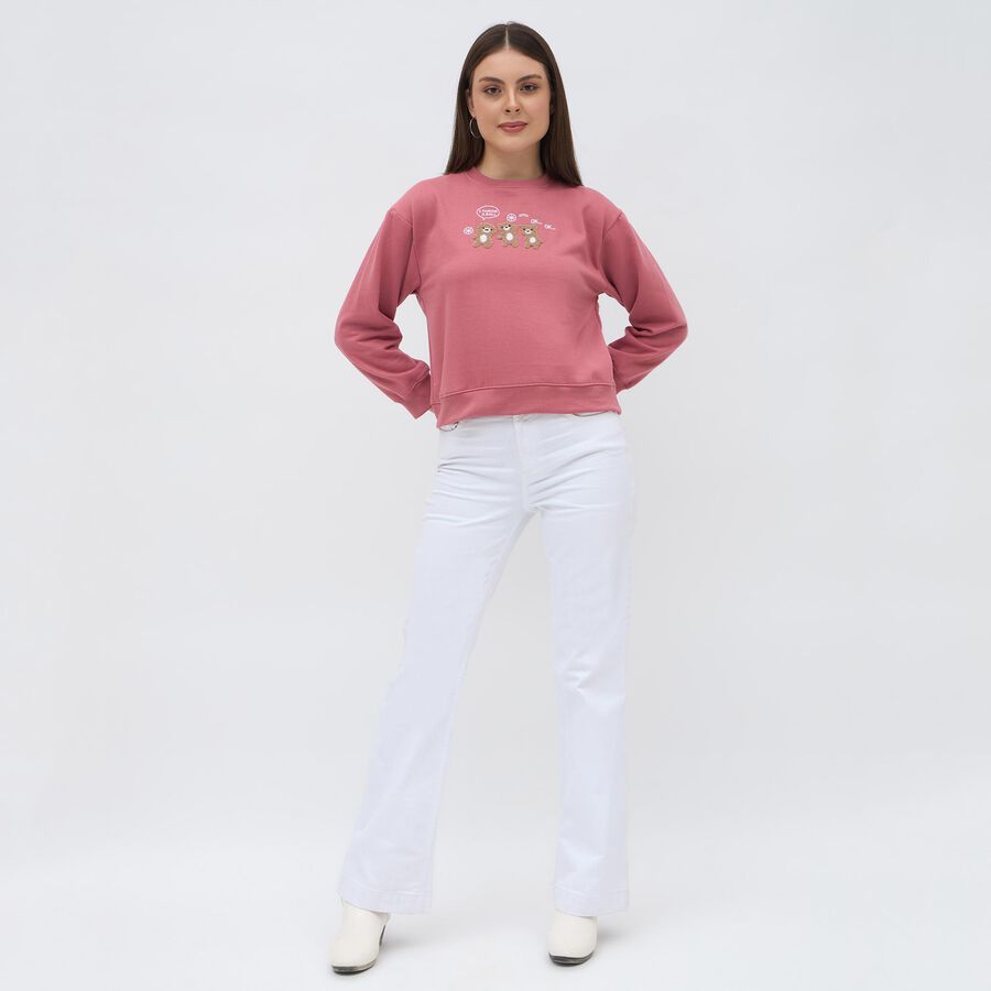 Women's Dusty Rose Crew Neck Casual Sweatshirt, Pink, large image number null