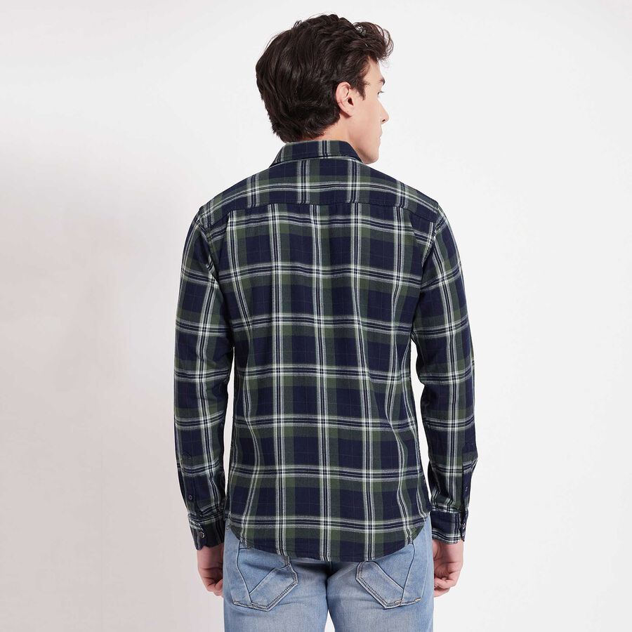 Cotton Checks Casual Shirt, गहरा हरा, large image number null