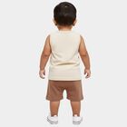 Infants' Beige Cotton Round Neck Solid Baba Suit, Beige, small
