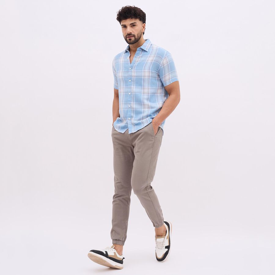 Men's Grey Slim Fit Jogger Trousers, Light Grey, large image number null