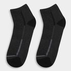 Men's Charcoal Black and Gray Regular Fit Ankle-Length Stripe Socks Pack of 3, Melange Light Grey, small