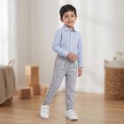 Boys' Grey Regular Fit Side Stripe Jogger Trousers, हल्का ग्रे, small