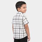 Boys White Cotton Short Sleeves Collared Regular Fit Shirt, White, small