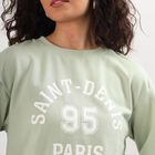 Women's Light Sage Green Crew Neck Casual Sweatshirt, Light Green, small image number null
