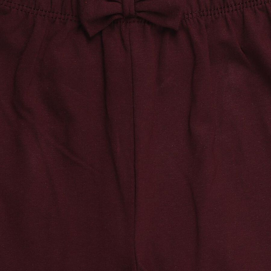 Girls' Wine Slim Fit Solid Elasticated Waist Legging, वाइन, large