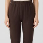 Women's Brown Ribbed Thermal, भूरा, small