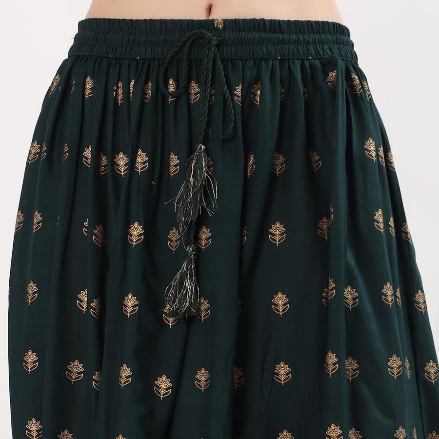 Women's Deep Forest Green Printed Maxi Lehenga Skirt, गहरा हरा, large image number null