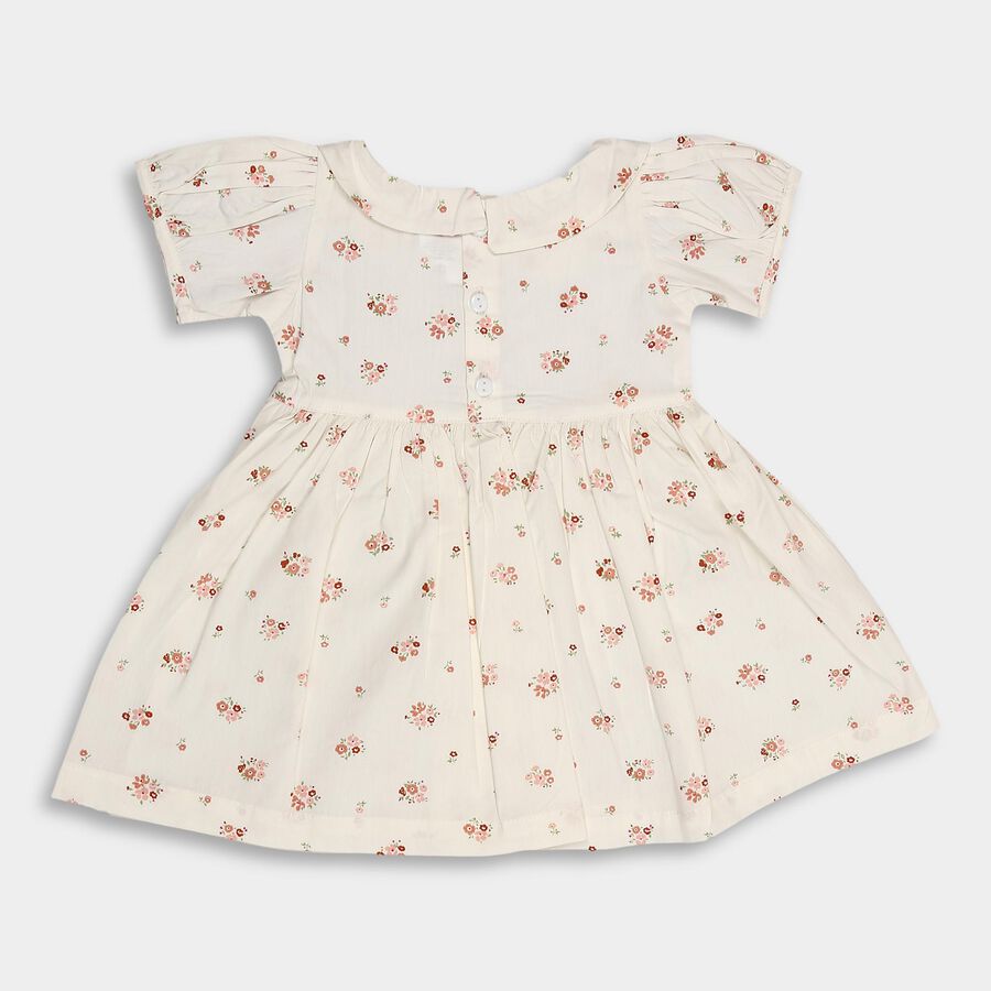 Infant Girls' 100% Cotton Frock, White, large image number null