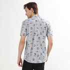 Men's Light Grey Cotton Classic Collar Casual Shirt, Light Grey, small