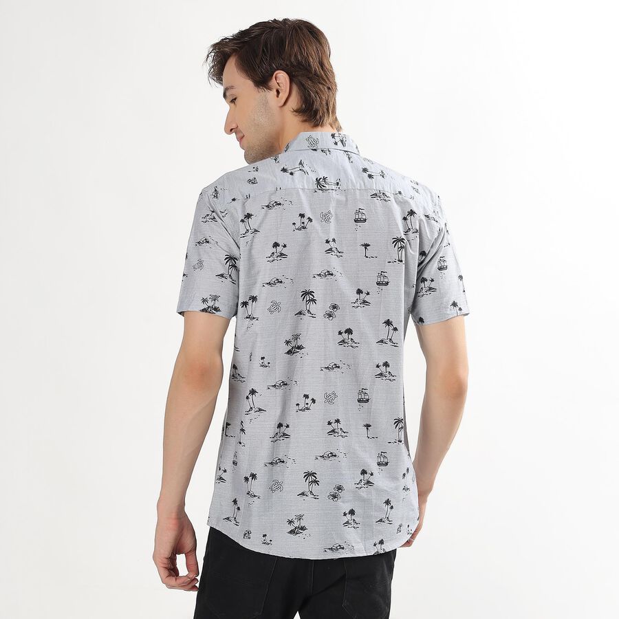 Men's Light Grey Cotton Classic Collar Casual Shirt, Light Grey, large