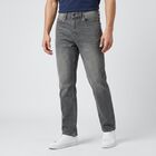 Men's Grey Straight Fit Washed Jeans, Light Grey, small