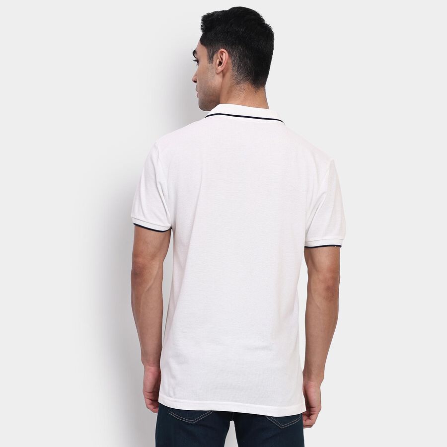 Men's Collared Half Sleeves T-Shirt, White, large image number null