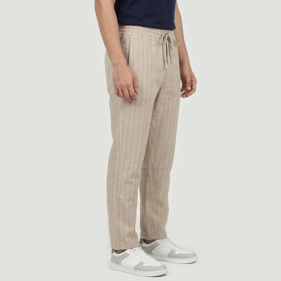 Men's Grey Slim Fit Casual Trousers, हल्का ग्रे, large
