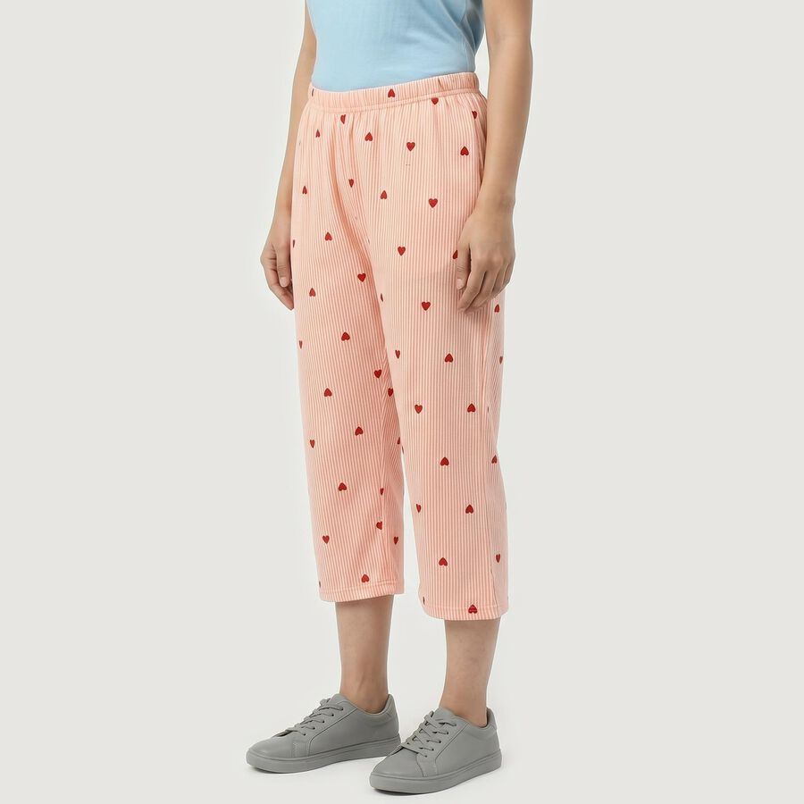 Women's Orange Straight Fit Printed Capri, Orange, large