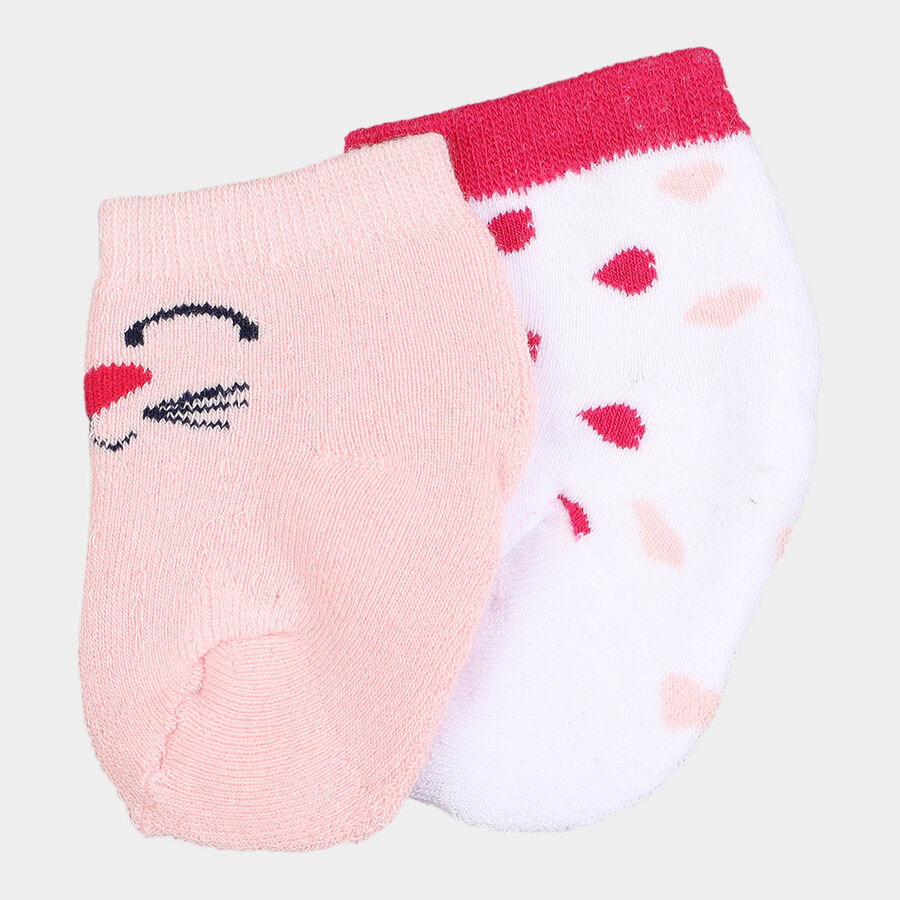 Infants Cotton Stripes Socks, Pink, large image number null