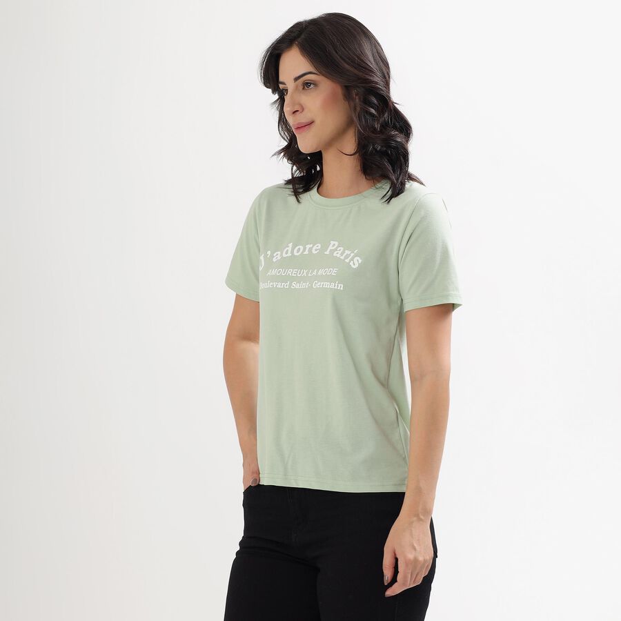 Women's Mint Green Round Neck T-Shirt, हल्का हरा, large image number null