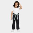 Girls' Jet Black Wide Leg Printed Belt Jeans, Black, small