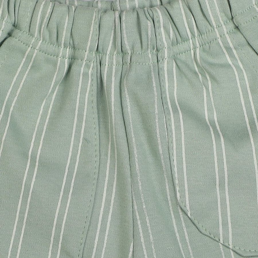 Infants' Mint Green Straight Fit Striped Cotton Pyjama, हल्का हरा, large