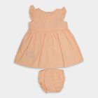 Infant Girls' 100% Cotton Frock , Peach, small image number null