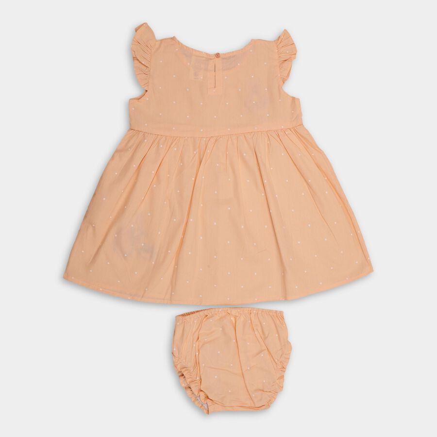 Infant Girls' 100% Cotton Frock , Peach, large image number null