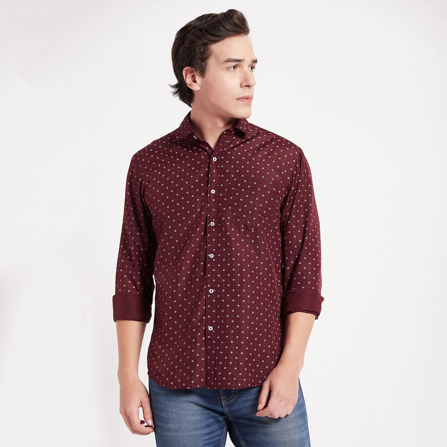 Printed Casual Shirt, Wine, large image number null