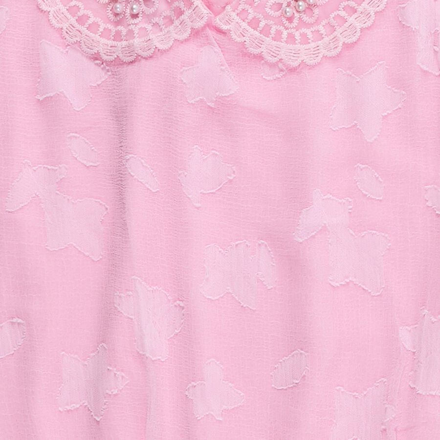 Girls' Bright Fuchsia Pink Round Neck Casual T-Shirt, गुलाबी, large